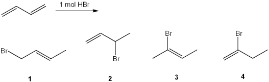 What is (are)  the major organic product(s)  formed in the following reaction?   A) only 1 B) only 2 C) only 1 and 3 D) only 2 and 4