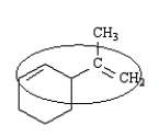 The conjugated portion of the following molecule is circled.  