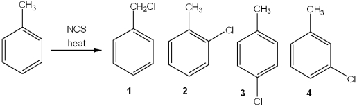 What is the major organic product obtained from the following reaction?   A) 1 B) 2 C) 3 D) 4