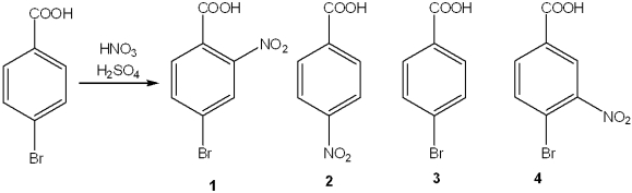 What is the major organic product obtained from the following reaction?   A) 1 B) 2 C) 3 D) 4