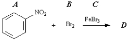 Consider the reaction below to answer the following question(s) .   Fill in the blank with the appropriate letter or response. -The Lewis acid catalyst in the reaction is _____. A) A B) B C) C D) D