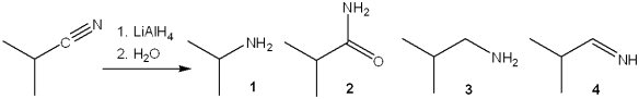 What is the major organic product obtained from the following reaction?   A) 1 B) 2 C) 3 D) 4