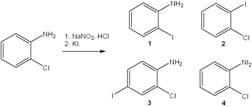 What is the major organic product obtained from the following reaction?   A) 1 B) 2 C) 3 D) 4