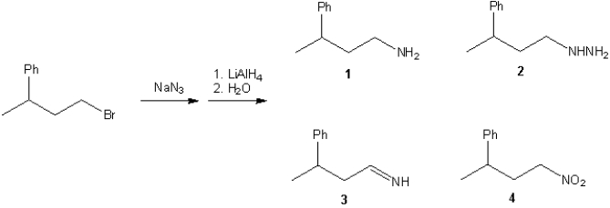 What is the major organic product obtained from the following sequence of reactions?   A) 1 B) 2 C) 3 D) 4