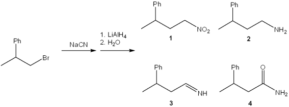 What is the major organic product obtained from the following sequence of reactions?   A) 1 B) 2 C) 3 D) 4