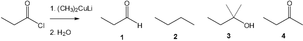 What is the major organic product obtained from the following reaction?   A) 1 B) 2 C) 3 D) 4