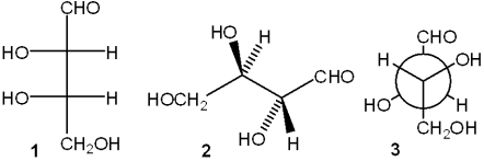 Which of the following structures represent the same carbohydrate?   A) only 1 and 2 B) only 1 and 3 C) only 2 and 3 D) 1, 2 and 3