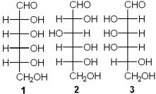 Which of the following has a D-configuration?   A) only 1 and 2 B) only 1 and 3 C) only 2 and 3 D) only 1, 2 and 3
