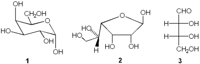 Which of the following represents a pyranose?   A) only 1 B) only 2 C) only 3 D) only 1 and 2