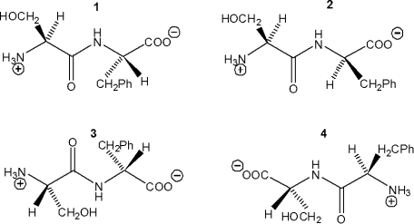 Which of the following dipeptides is L-Ser-L-Phe?   A) 1 B) 2 C) 3 D) 4