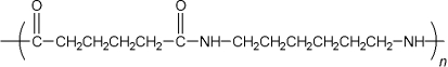 What is the name of the following polymer?   A) poly(hexamethylene adipate)  B) poly(hexamethylene adipamide)  C) poly(hexamethylene succinate)  D) poly(tetramethylene adipamide) 