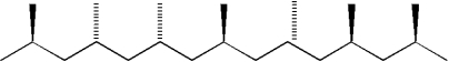 Which term describes the arrangement of substituents on the segment of polypropylene shown below?   A) atactic B) isotactic C) syndiotactic D) stereoregular