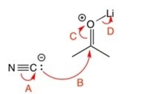 Which of the curved arrows are correct for this reaction?   A)  A B)  B C)  C D)  D
