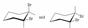 What is the relationship between the compounds shown below?   A)  enantiomers B)  configurational isomers C)  conformational isomers D)  identical compounds E)  constitutional isomers