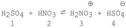 Which species act as bases in the following reaction?   A) 1 and 2 B) 3 and 4 C) 2 and 4 D) 1 and 3 E) 2 and 3