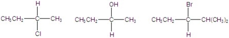 Identify the following compounds as R or S.   A) R, S, R B) S, R, R C) S, S, S D) R, R, R E) S, S, R