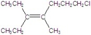 Name the structure.   A) 7-chloro-3-ethyl-4-methyl-3-heptene B) 1-chloro-5-ethyl-4-methyl-3-heptene C) 1-chloro-3-pentenyl-2-pentene D) cis-7-chloro-3-ethyl-4-methyl-3-heptene E) trans-7-chloro-3-ethyl-4-methyl-3-heptene