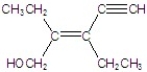Name the structure.   A) cis-3-ethyl-4-hydroxymethyl-hex-3-en-1-yne B) cis-2,3-diethylpent-2-en-4-yn-1-ol C) trans-2,3-diethylpent-2-en-4-yn-1-ol D) cis-3,4-diethylpent-3-en-1-yn-5-ol E) trans-3,4-diethylpent-3-en-1-yn-5-ol