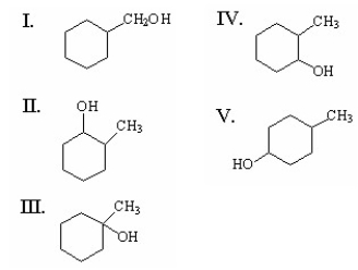 What is the major product of the following reaction?     A) I B) II C) III D) IV E) V