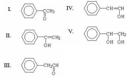Which of the following is the final and major product of this reaction?     A) I B) II C) III D) IV E) V