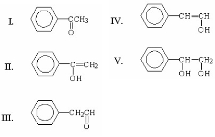 Which of the following is the final and major product of this reaction?     A) I B) II C) III D) IV E) V