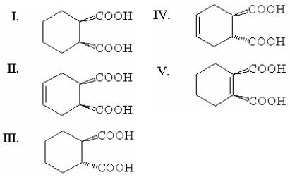 What is the product from the following reaction?     A) I B) II C) III D) IV E) V