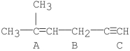 What is the hybridization of the carbons labeled A, B, and C?  