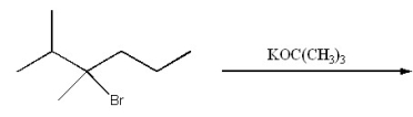 What is the major organic product of the following reaction?   A) 2,3-dimethyl-1-hexene B) 2,3-dimethyl-2-hexene C) 2-isopropyl-1-pentene D) (Z) -2,3-dimethyl-3-hexene E) (E) -2,3-dimethyl-3-hexene