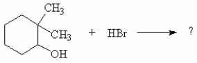 What is the major product of the following reaction?     A) I B) II C) III D) IV E) V