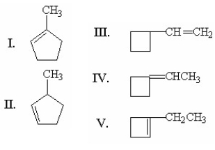 What is the product of the following reaction?     A) I B) II C) III D) IV E) V