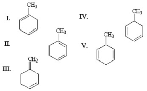 What is the major product of the following reaction?     A) I B) II C) III D) IV E) V
