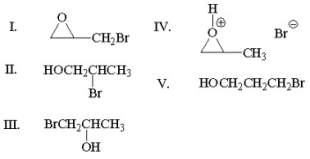 What is the major product from the following reaction?     A) I B) II C) III D) IV E) V
