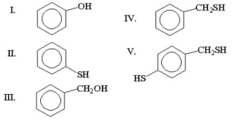 Which of the following is phenylthiol?   A) I B) II C) III D) IV E) V