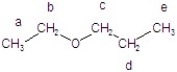 Predict the integration for each proton in the <sup>1</sup>H NMR spectrum.   A) a = 2H; b = 3H; c = 2H; d = 3H; e = 2H B) a = 2H; b = 3H; c = 2H; d = 5H; e = 2H C) a = 5H; b = 5H; c = 7H; d = 7H; e = 7H D) a = 3H; b = 2H; c = 2H; d = 2H; e = 3H E) a = 3H; b = 2H; c = 2H; d = 3H; e = 2H