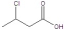 Give the structure of a compound that has a formula of C<sub>4</sub>H<sub>7</sub>ClO<sub>2</sub> and has a triplet (3H, 1.1 ppm) , quintet (2H, 1.2 ppm) , triplet (1H, 4.4 ppm) , and singlet (1H, 11.6 ppm) in the <sup>1</sup>H NMR spectrum. A)    B)    C)    D)    E)   