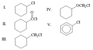 Which of the following compounds is an acyl chloride?   A) I B) II C) III D) IV E) V