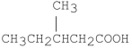 What is the IUPAC name for the following compound?   A) 3-methylpentanoic acid B) isohexanoic acid C) β-methylvaleric acid D) 2-methylpentanoic acid E) 3-methylvaleric acid