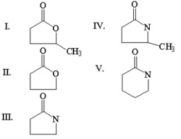 Which of the following compounds is D-valerolactam?   A) I B) II C) III D) IV E) V