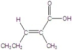 Give the name of the structure.   A) Z-2-methyl-2-pentanoic acid B) E-2-methyl-2-pentanoic acid C) Z-2-methyl-2-pentenoic acid D) E-2-methyl-2-pentenoic acid E) E-2-methyl-2-pentynoic acid