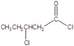 Give the name of the structure.   A) 1,3-dichloropentanoate B) 3-chloropentanoyl chloride C) 2-chloropentyl chloride D) 2-chloropentanoyl chloride E) 2-chlorobutanoyl chloride