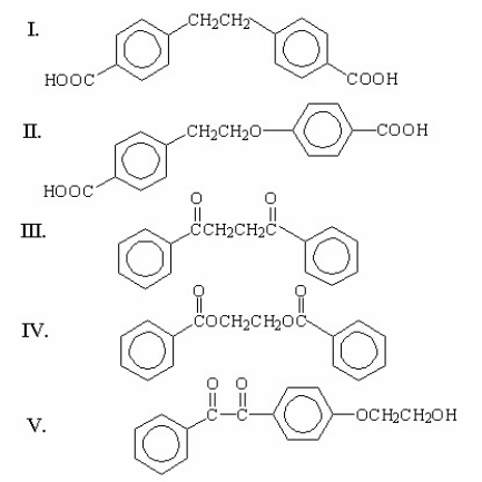 What is the major organic product of the following reaction?     A) I B) II C) III D) IV E) V