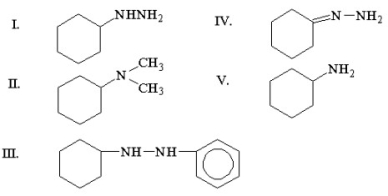 Which of the following compounds is a hydrazone?   A) I B) II C) III D) IV E) V