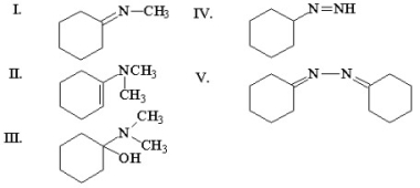 Which of the following is an enamine?   A) I B) II C) III D) IV E) V