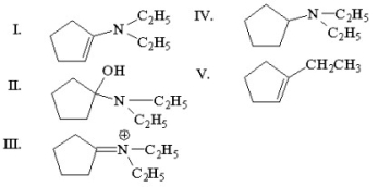 What is the major organic product of the following reaction?     A) I B) II C) III D) IV E) V