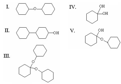 What is the major product of the following reaction?     A) I B) II C) III D) IV E) V