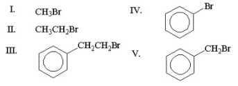 What alkyl bromide should be used in the malonic ester synthesis of the following carboxylic acid?     A) I B) II C) III D) IV E) V