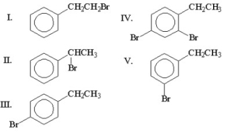 What is the major product of the following reaction?     A) I B) II C) III D) IV E) V
