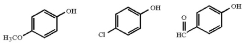 List the following compounds in order of decreasing acidity.  