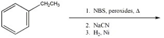 What is the major organic product that results from the following sequence?   A) styrene B) propylbenzene C) isopropylbenzene D) p-ethylaniline E) 2-phenyl-1-propanamine