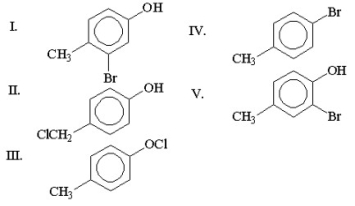 What is the major product of the following reaction?     A) I B) II C) III D) IV E) V
